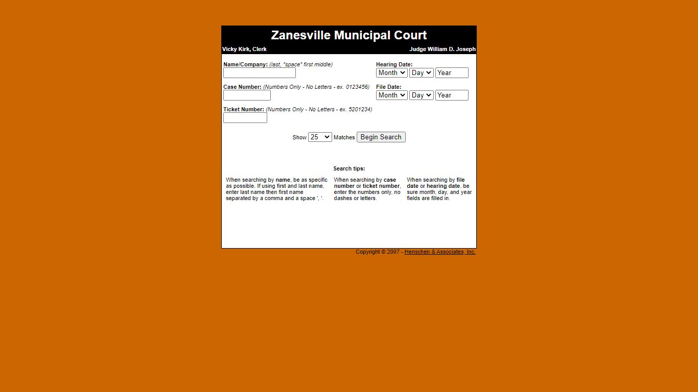 Zanesville Municipal Court - Record Search